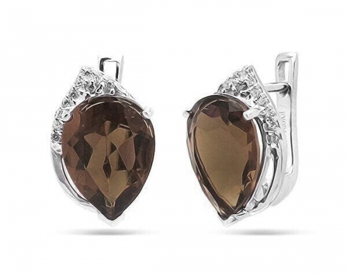 Серьги из серебра раухтопаз, Нинет