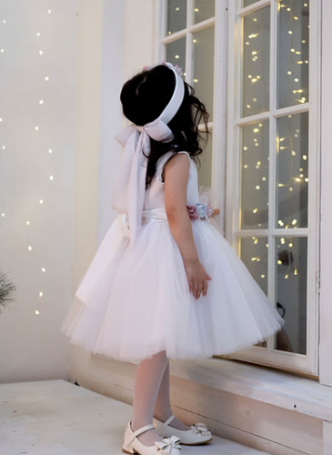Платье для девочки Мелани А21-3 диз.пудра/белый