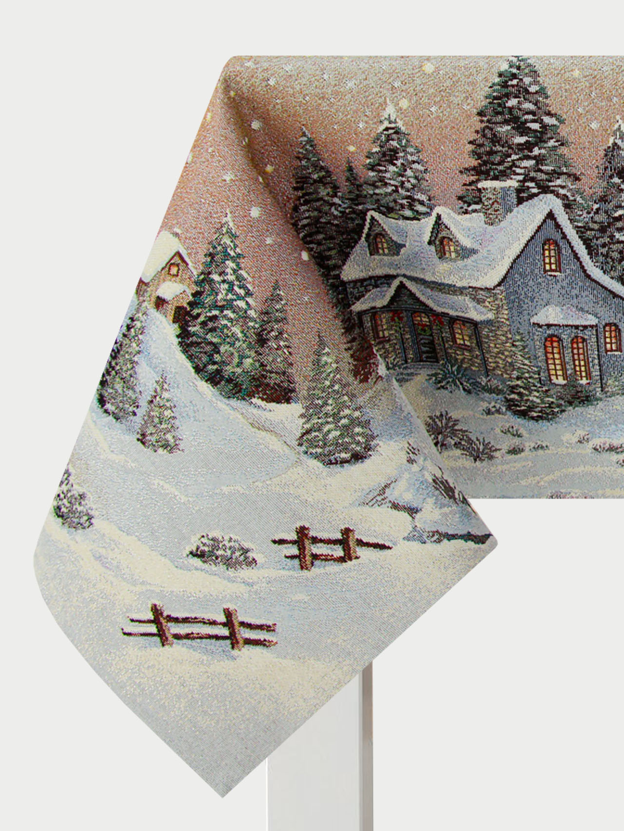 Новогодний вечер бежевый фон Скатерть 160х250 см 3836