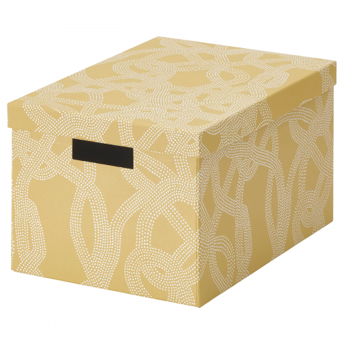 TJENA ТЬЕНА, Коробка с крышкой, с рисунком/желтый, 25x35x20 см
