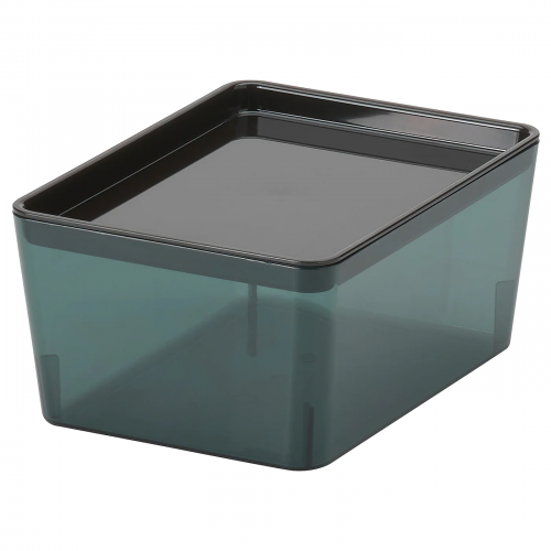 KUGGIS КУГГИС, Контейнер с крышкой, прозрачный черный, 13x18x8 см. IKEA