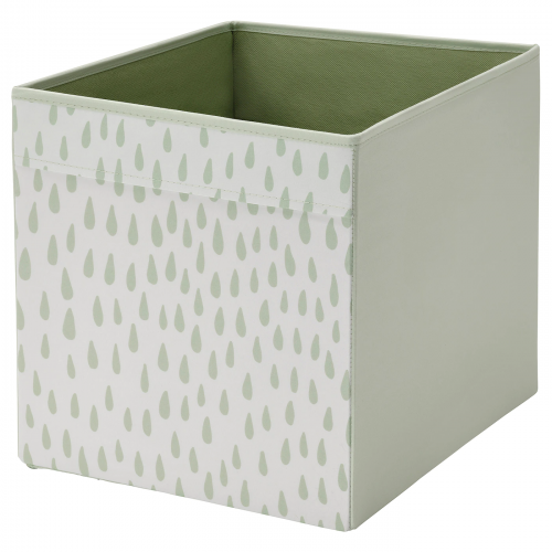 DRÖNA ДРЁНА, Коробка, с рисунком светло-зеленый/белый, 33x38x33 см