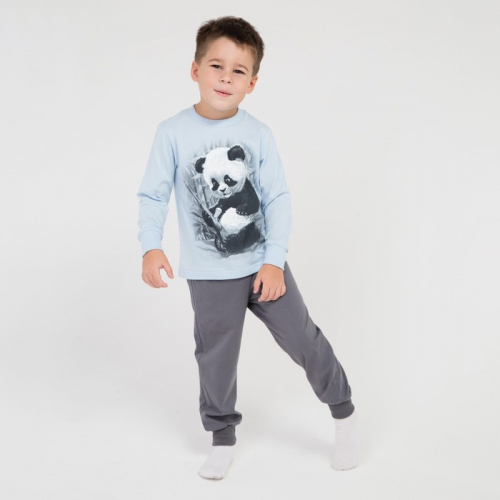 Пижама для мальчика, цвет голубой/серый, рост 110 см