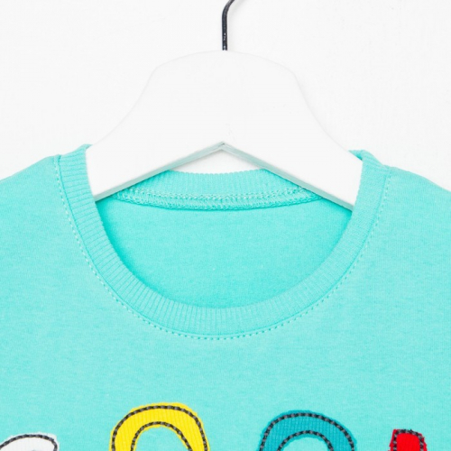 Комплект (футболка/шорты) для мальчика, цвет мятный/синий, рост 104