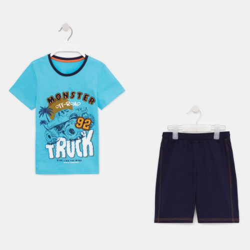 Комплект (шорты/футболка) для мальчика, цвет голубой/синий, рост 104