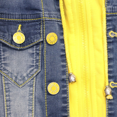 Костюм джинсовый для мальчиков, рост 104 см, цвет синий, жёлтый