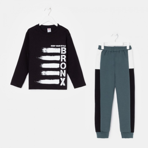Комплект для мальчика (фуфайка, брюки) «Антей-1», цвет чёрный/серый, рост 110 см
