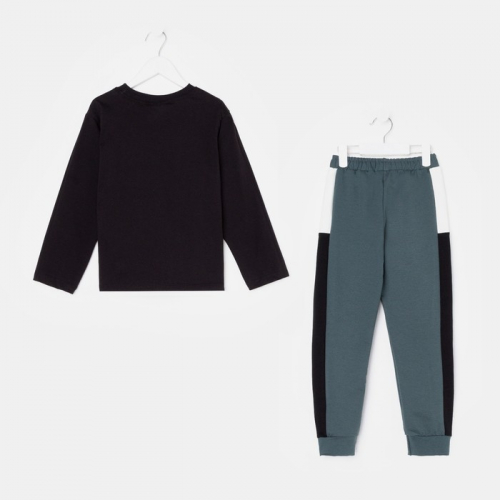 Комплект для мальчика (фуфайка, брюки) «Антей-1», цвет чёрный/серый, рост 110 см