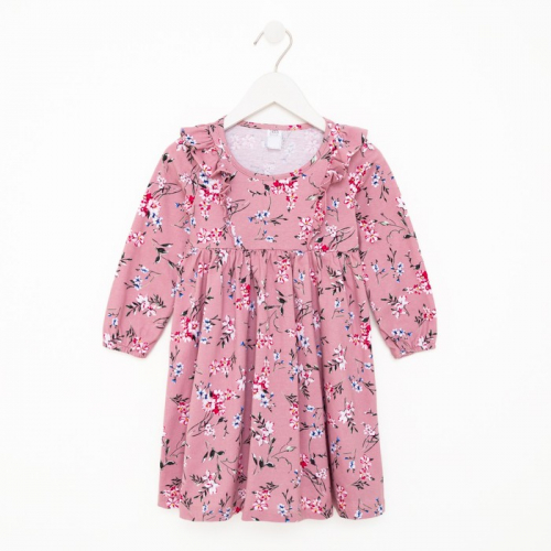 Платье для девочки, цвет розовый/цветы, рост 110