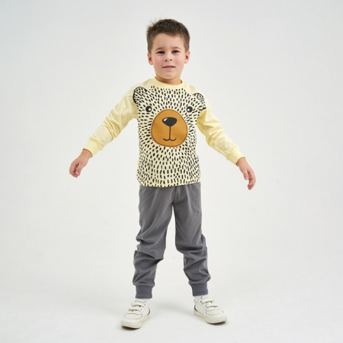 Пижама для мальчика, цвет бежевый/серый, рост 116-60