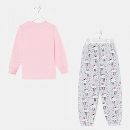 Пижама для девочки, цвет розовый-серый, рост 104 см