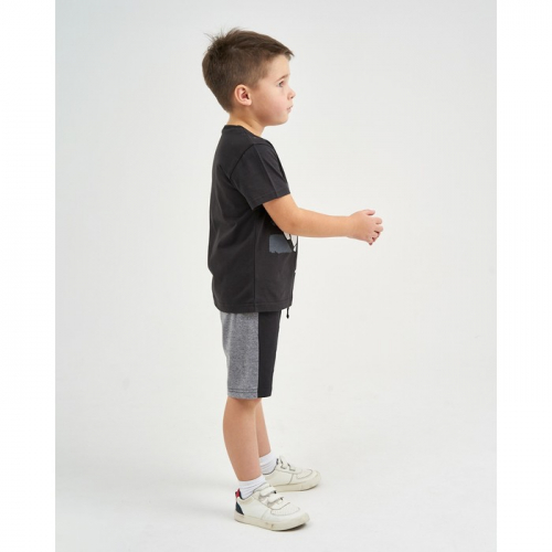 Комплект (футболка/шорты) для мальчика, цвет чёрный, рост 104
