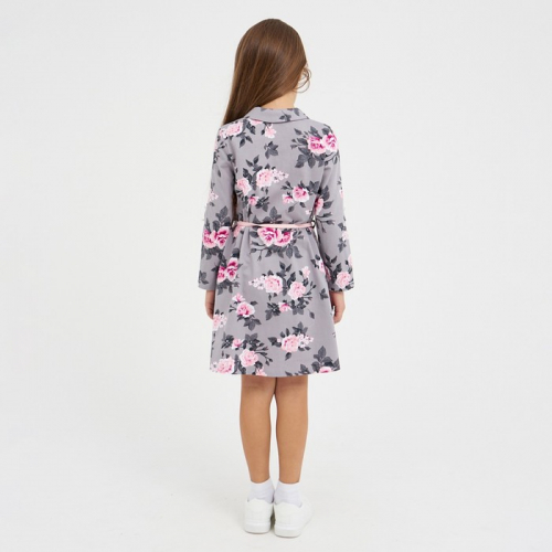Платье для девочки, цвет серый/рис. розы, рост 116 см