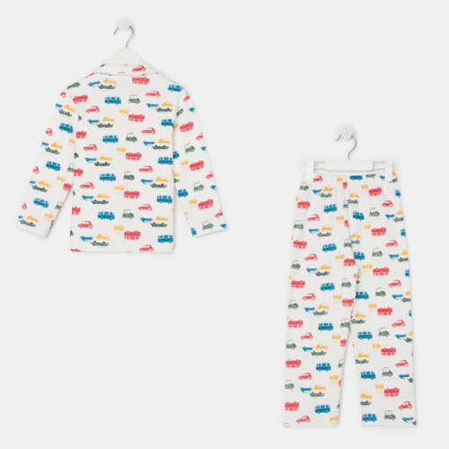 Пижама детская, цвет белый/машинки, рост 92-98 см