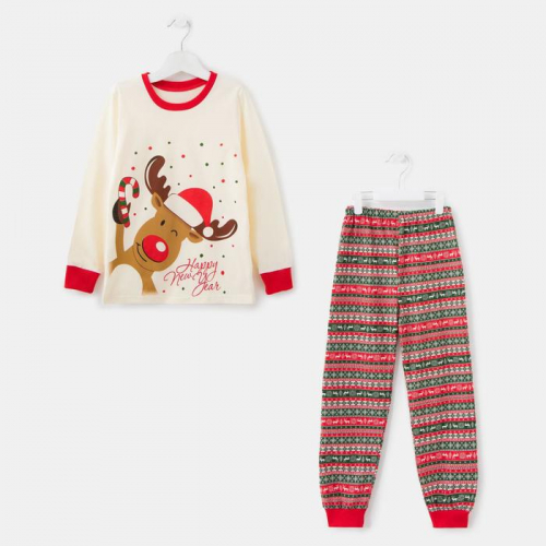 Пижама детская, цвет молочный/полоска, рост 98 см