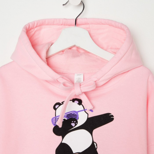 Толстовка для девочки, цвет розовый/панда, рост 122 см