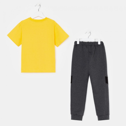 Комплект для мальчика (футболка, брюки) «Елисей-1», цвет жёлтый/серый, рост 110 см
