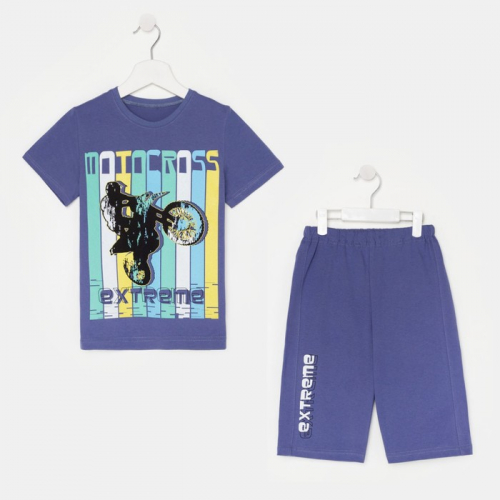 Комплект (футболка, шорты) для мальчика, цвет синий, рост 104