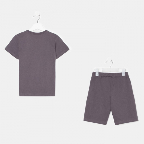 Комплект (футболка/шорты) для мальчика, цвет темно-серый, рост 104