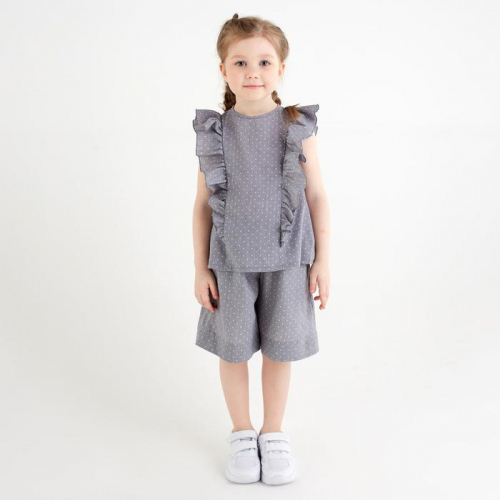 Комплект для девочки (блуза, шорты) MINAKU: Cotton collection цвет серый, рост 134