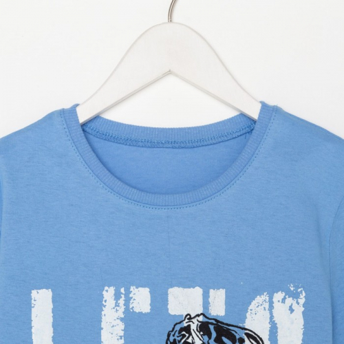 Комплект (футболка, шорты) для мальчика, цвет голубой/синий, рост 122