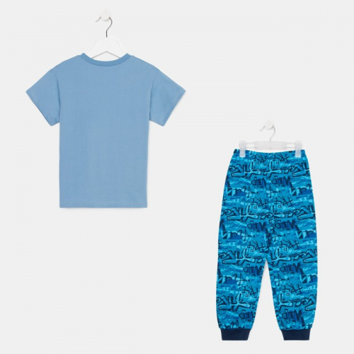 Пижама для мальчика М2258-7166, цвет бирюзовый/голубой, рост 104 см (56)