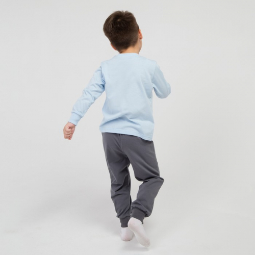 Пижама для мальчика, цвет голубой/серый, рост 110 см