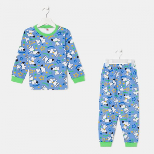 Пижама для мальчика, цвет голубой/собачки, рост 116 см