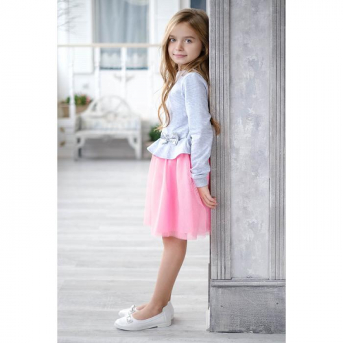Платье детское KAFTAN, рост 86-92 см (28), серый/розовый