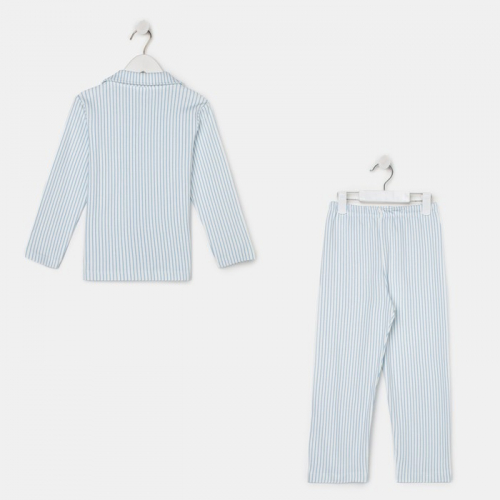 Пижама детская, цвет белый/голубой, рост 92-98 см
