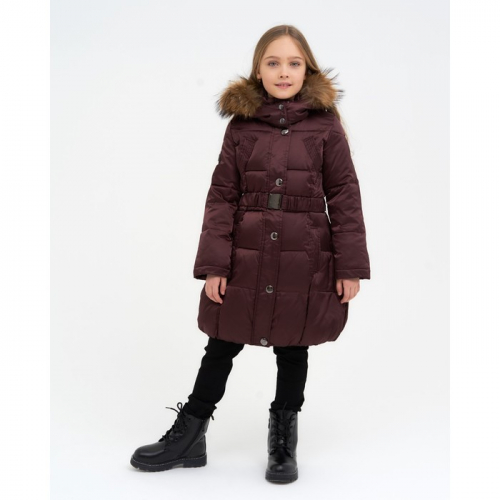 Пальто для девочки, цвет шоколад, рост 128 см
