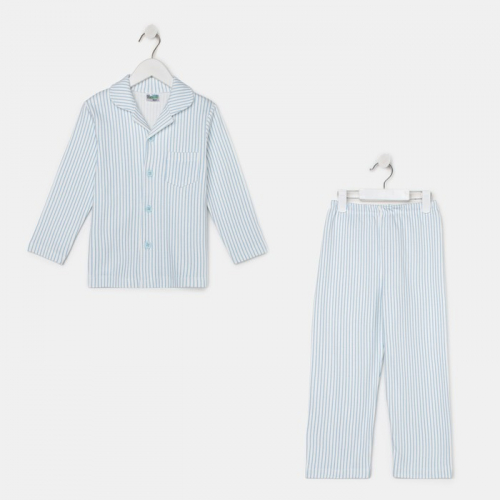 Пижама детская, цвет белый/голубой, рост 92-98 см