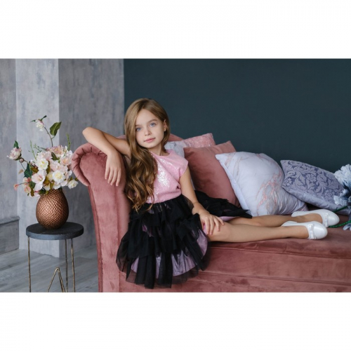 Платье для девочки KAFTAN, рост 98–104 см (30), цвет розовый/чёрный