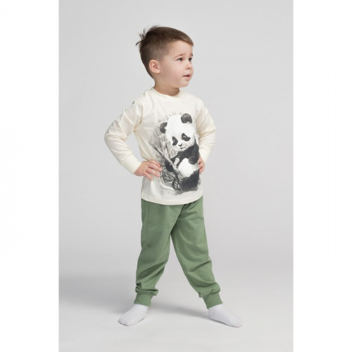 Пижама для мальчика, цвет молочный/зелёный, рост 116-60