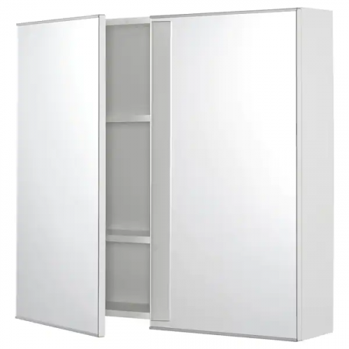 FISKÅN ФИСКОН, Зеркальный шкаф с 2 дверцами, белый, 80x15x75 см