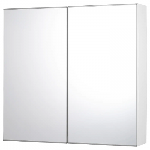 FISKÅN ФИСКОН, Зеркальный шкаф с 2 дверцами, белый, 80x15x75 см
