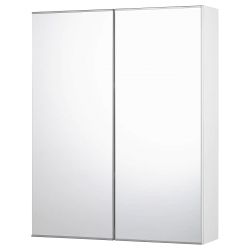 FISKÅN ФИСКОН, Зеркальный шкаф с 2 дверцами, белый, 60x15x75 см