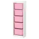 TROFAST ТРУФАСТ, Комбинация д/хранения+контейнеры, белый/розовый, 46x30x145 см