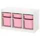 TROFAST ТРУФАСТ, Комбинация д/хранения+контейнеры, белый розовый/розовый, 99x44x56 см