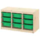 TROFAST ТРУФАСТ, Комбинация д/хранения+контейнеры, светлая беленая сосна/зеленый, 93x44x52 см