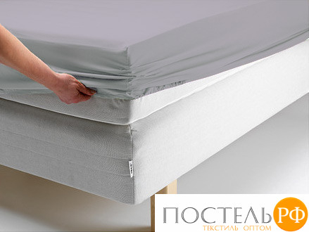 Простынь на резинке 90x200x20 трикотажная цвет серый