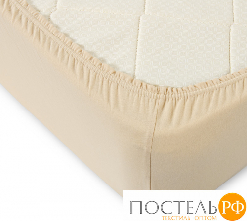 ш90200беж Бежевый простыня ТРИКОТАЖ 90*200*20 на резинке Р010Т Трикотажное полотно Текс-Дизайн