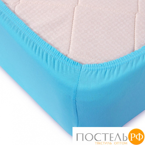 Ш120200гол Голубой простыня ТРИКОТАЖ 120*200*20 на резинке Р011Т Трикотажное полотно Текс-Дизайн