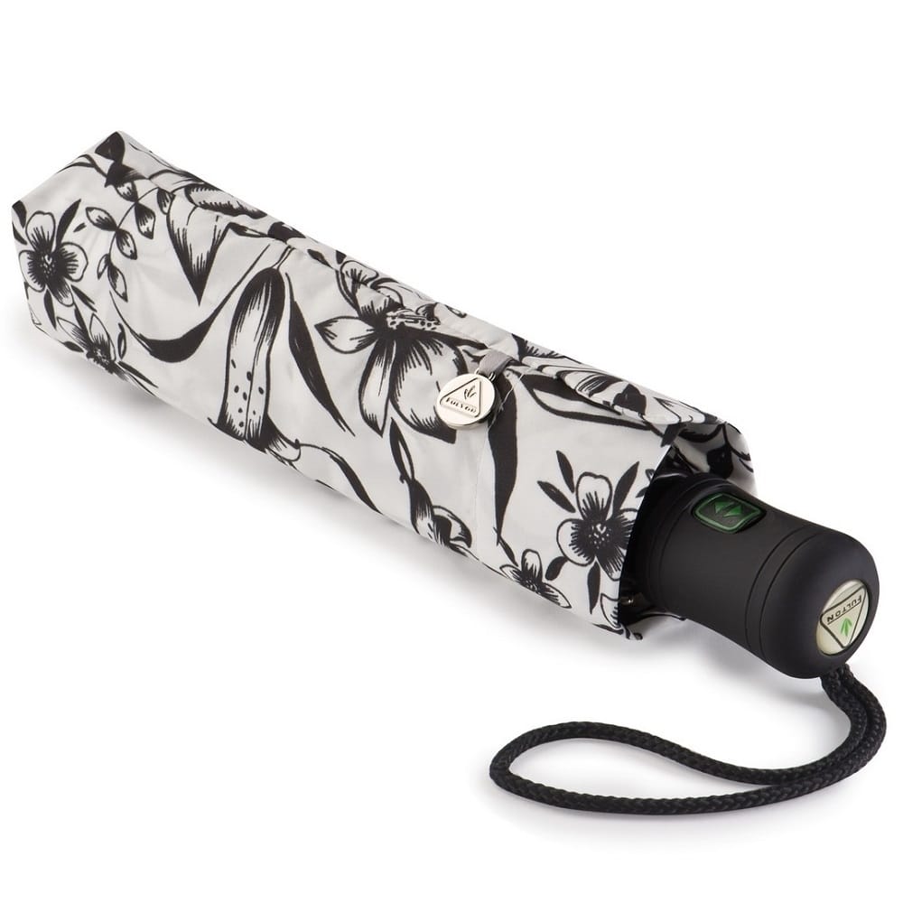 J346-2298 DrawnFloral (Черные цветы) Зонт женский автомат Fulton
