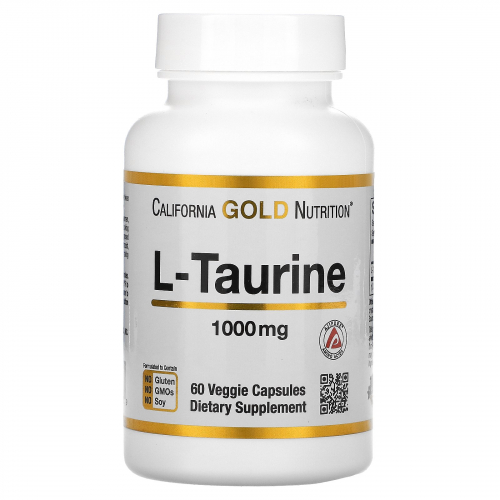 California Gold Nutrition, L-таурин, AjiPure, 1000 мг, 60 растительных капсул