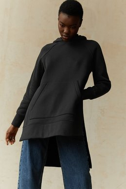 Черное худи oversize с капюшоном