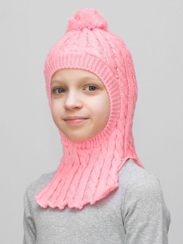 Шапка-шлем для девочки весна-осень Лиза (Цвет светло-коралловый), размер 50-52