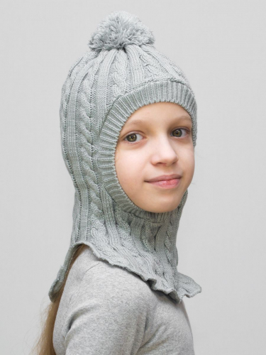 Шапка-шлем для девочки весна-осень Лиза (Цвет светло-серый), размер 50-52