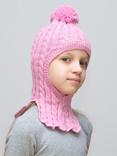 Шапка-шлем для девочки весна-осень Лиза (Цвет розовый), размер 50-52