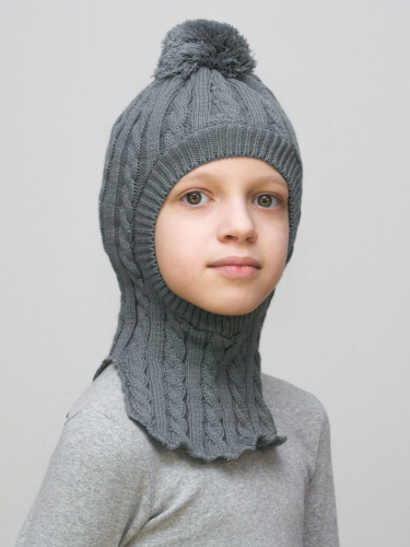 Шапка-шлем для девочки весна-осень Лиза (Цвет темно-серый), размер 50-52